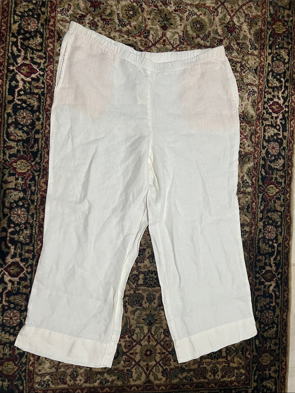 J. Jill White Linen Wide-Leg Pants Size Large New